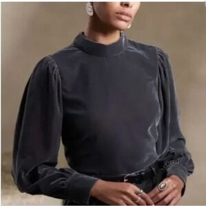 Banana Republic Gray Open Back Tie Long Sleeve Blouse